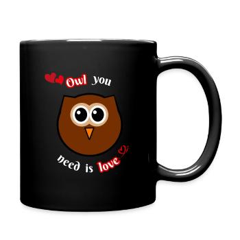 Eule Große Liebe - Tasse einfarbig - Schwarz - Rechts