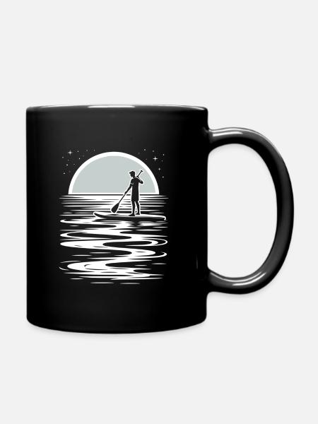 SUP am Strand Sonnenuntergang - Tasse einfarbig - Schwarz