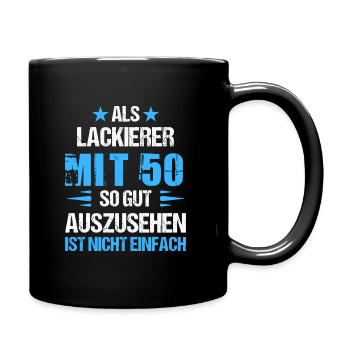 With 50 good-looking painter - Full Colour Mug - black - Right