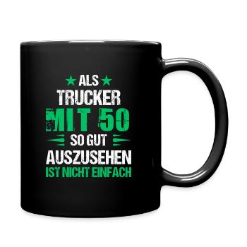 Good looking trucker at 50 - Full Colour Mug - black - Right