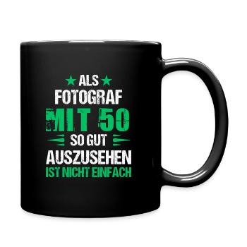 Good looking photographer at 50 - Full Colour Mug - black - Right