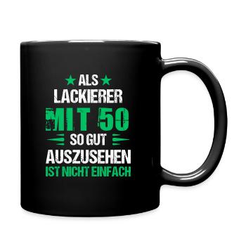With 50 good-looking painter - Full Colour Mug - black - Right