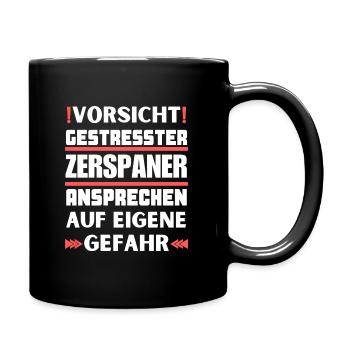 Gestresster Zerspaner nicht ansprechen! - Tasse einfarbig - Schwarz - Rechts