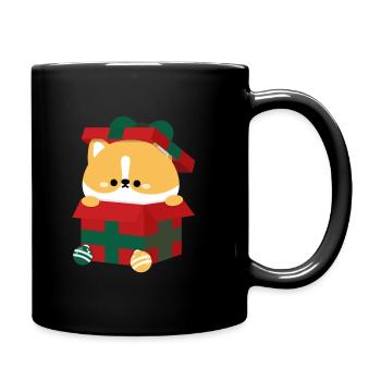 Corgi Christmas Present - Full Colour Mug - black - Right