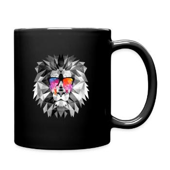 Cool lion with sunglasses - Full Colour Mug - black - Right