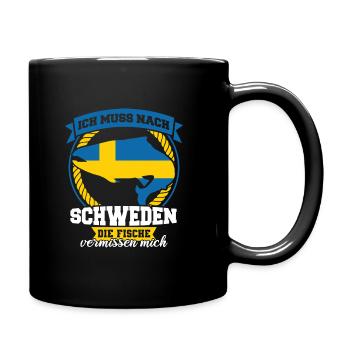 Schweden Angeln urlaub Geschenk - Tasse einfarbig - Schwarz - Rechts
