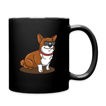 Cool Corgi avec lunettes de soleil Cadeau Drôle - Mug uni - noir - Droite