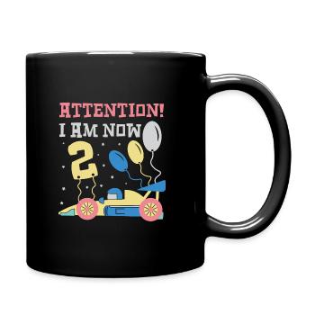 Attention,I'm 2 Car Kids Birthday Shirt - Full Colour Mug - black - Right