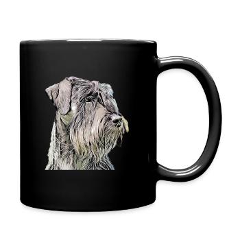 Tête de chien de cochons géants Dessin animé rétro design - Mug uni - noir - Droite