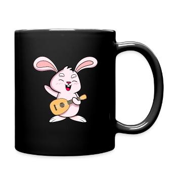 Le lapin aime le ukulélé - Mug uni - noir - Droite
