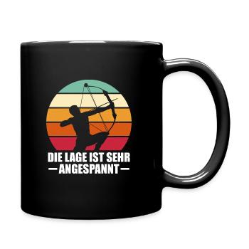 Bogenschießen Pfeil und Bogen Bogensport Männer - Tasse einfarbig - Schwarz - Rechts