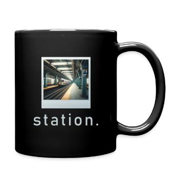 Bahnhof Vibe Retro Foto - Tasse einfarbig - Schwarz - Rechts