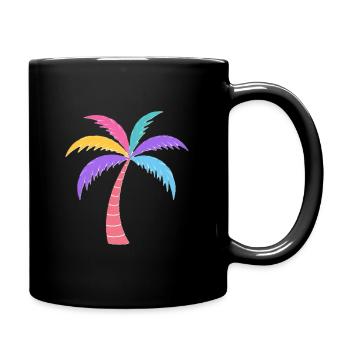 Bunte Palme Regenbogenfarben - Tasse einfarbig - Schwarz - Rechts