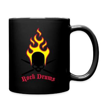 fire_skull_drumsticks_d_3c - Full Colour Mug - black - Right
