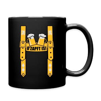 Lederhose Hosenträger Bayern Bier Löwen 3c - Tasse einfarbig - Schwarz - Rechts