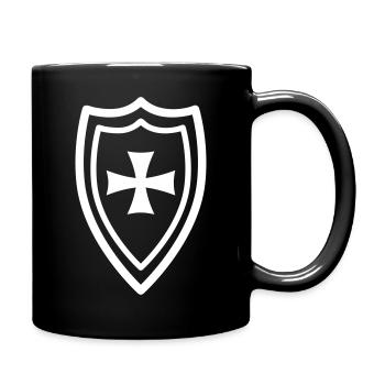 Ritterschild Kreuz Rüstung Rot 1c - Tasse einfarbig - Schwarz - Rechts