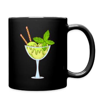 Eis Speiseeis Eiskrem Eiscreme Kugeleis Eisbecher - Tasse einfarbig - Schwarz - Rechts