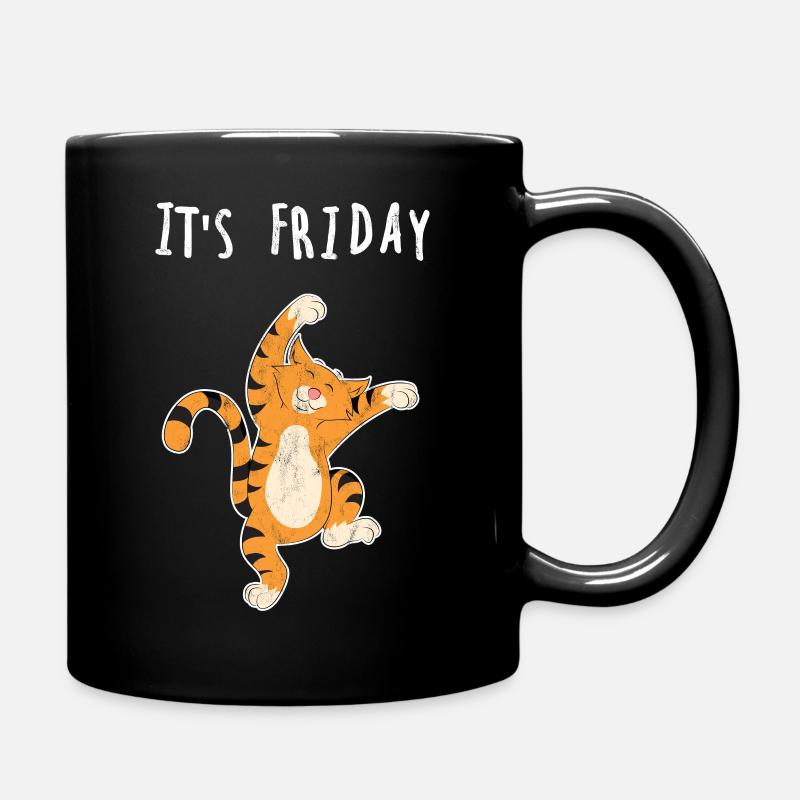 Freitag Katze Wochenende - Tasse einfarbig - Schwarz