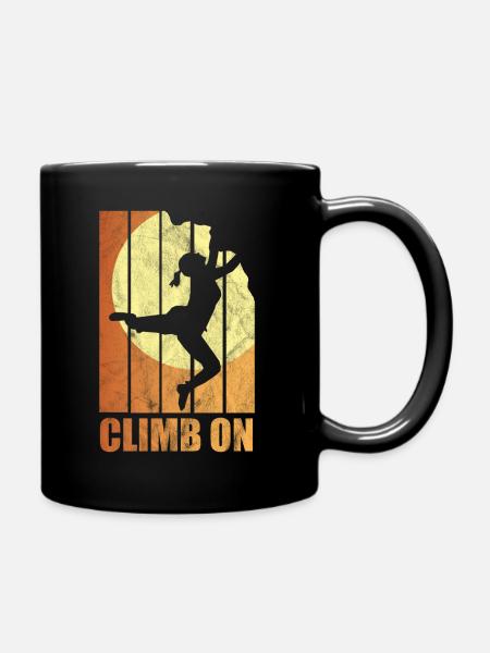Rocher, escalade, femmes, escalade, rétro - Mug uni - noir