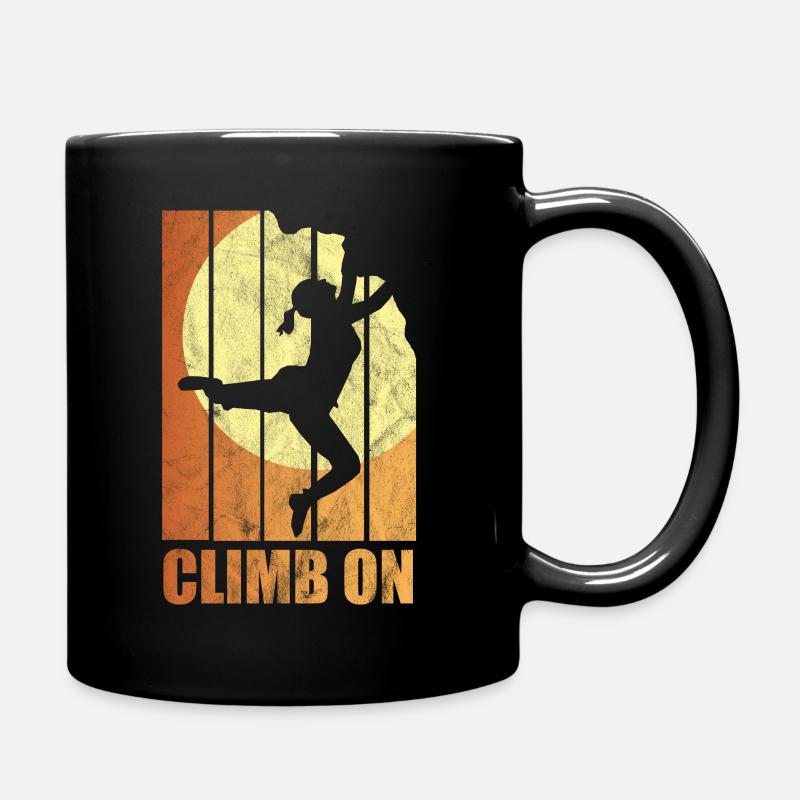 Rocher, escalade, femmes, escalade, rétro - Mug uni - noir
