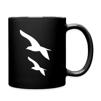Vögel weiß - Tasse einfarbig - Schwarz - Rechts