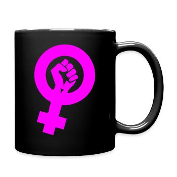 Feminismus Kampf Faust pink - Tasse einfarbig - Schwarz - Rechts
