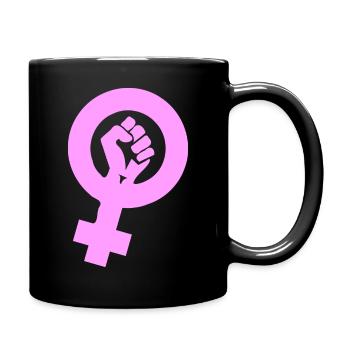 Feminismus Kampf Faust hellrosa - Tasse einfarbig - Schwarz - Rechts