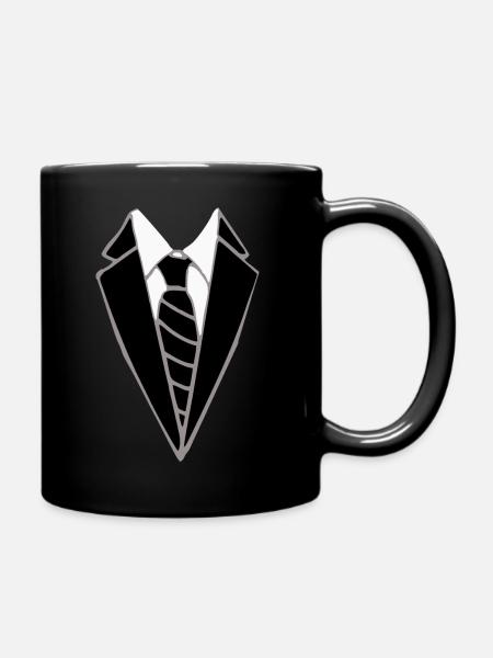 Faux costume - cravate - Mug uni - noir