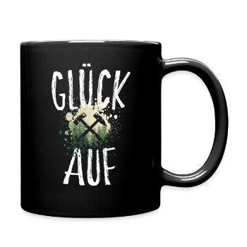 Glück auf Erzgebirge - Schlägel und Eisen - Tasse einfarbig - Schwarz - Rechts