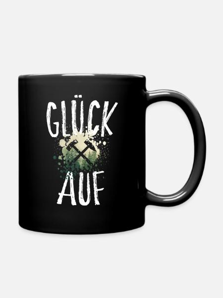 Glück auf Erzgebirge - Schlägel und Eisen - Tasse einfarbig - Schwarz
