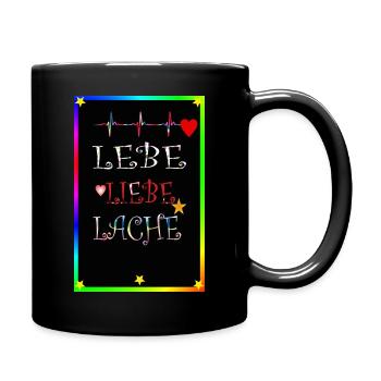 poster lebe liebe lache - Tasse einfarbig - Schwarz - Rechts