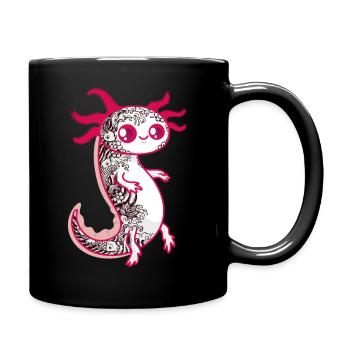 Süßes Axolotl & japanische Tattoos - Tasse einfarbig - Schwarz - Rechts