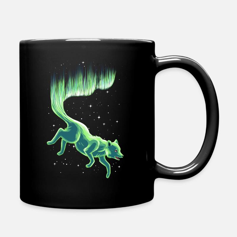 Polarfuchs Fuchs Polarlicht - Tasse einfarbig - Schwarz