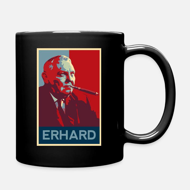 Ludwig Erhard Poster - Tasse einfarbig - Schwarz