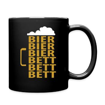 bier bier bier bett bett bett - Tasse einfarbig - Schwarz - Rechts