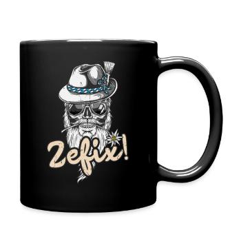 Zefix Totenkopf Bayern Bayrischer Dialekt Grantler - Tasse einfarbig - Schwarz - Rechts