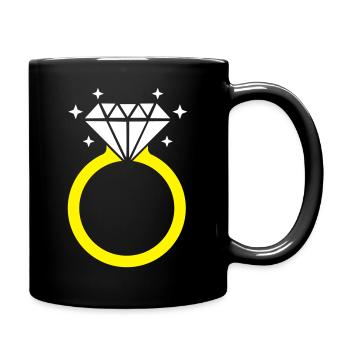 Diamond ring diamond ring marriage wedding JGA bride - Full Colour Mug - black - Right