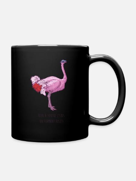 Rosa Strauß - Tasse einfarbig - Schwarz