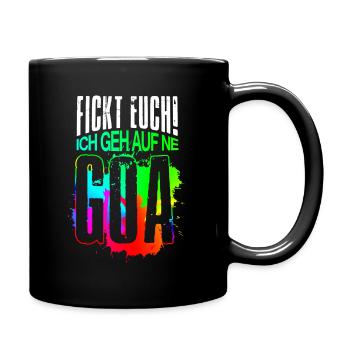 Geh auf ne Goa Psychedelic Psytrance Festival bunt - Tasse einfarbig - Schwarz - Rechts