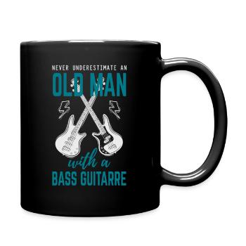 Bassist alter Mann - Tasse einfarbig - Schwarz - Rechts