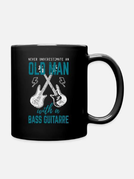 Bass guitar bass player old man - Full Colour Mug - black