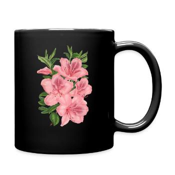 pink flowers - Full Colour Mug - black - Right