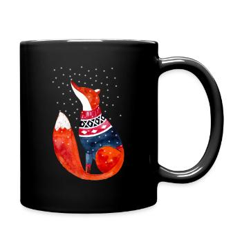 Fuchs im Schnee I Winter Illustration - Tasse einfarbig - Schwarz - Rechts