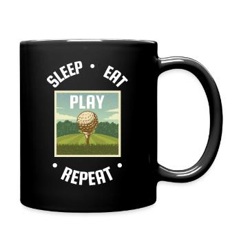 Schlaf essen spielen wiederholen / Geschenkidee für Golfer - Tasse einfarbig - Schwarz - Rechts