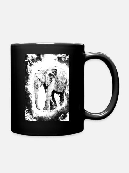 éléphant en noir et blanc - Mug uni - noir