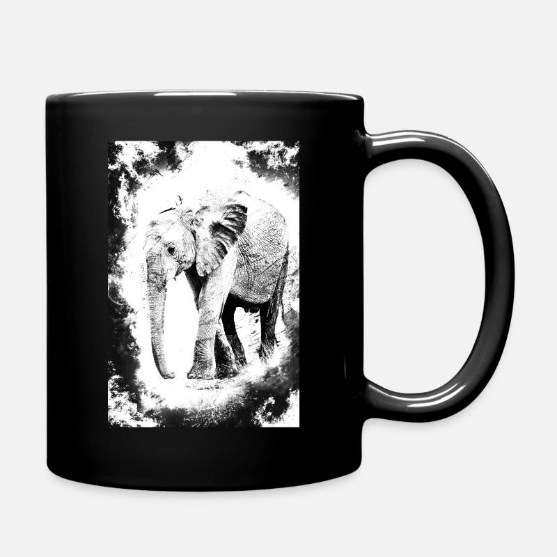 éléphant en noir et blanc - Mug uni - noir
