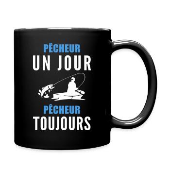 pêcheur un jour pêcheur toujours / humour pêcheur - Mug uni - noir - Droite