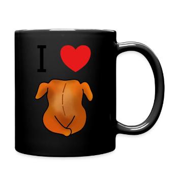 brathähnchen liebe für Brathähnchen Fans - Tasse einfarbig - Schwarz - Rechts