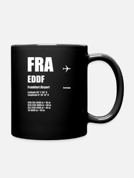 FRA Frankfurt Airport Flughafen Code Geschenk - Tasse einfarbig - Schwarz