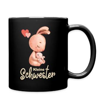 Hase Kleine Schwester - Tasse einfarbig - Schwarz - Rechts